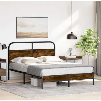 Postel vidaXL Rám postele bez matrace 140x190 cm kompozitní dřevo [4100410] Barva: kouřový dub