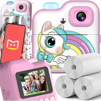 Bezpečnostní kamera Instantní fotoaparát Renew Force růžový s LCD displejem 48 Mpx