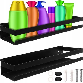 Koupelnový nábytek Nástěnná koupelnová polička Ruhhy 19188 černá 50x10,5x6 cm