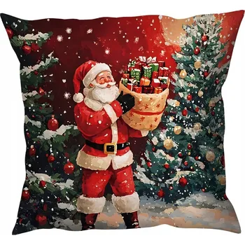 Povlak na polštářek Vánoční povlak na polštář s motivem Vánoc, dekorativní 45x45 cm