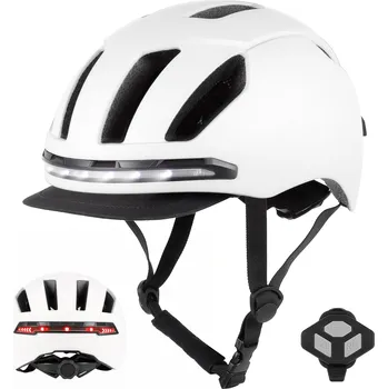 Cyklistická přilba Smart přilba s LED směrovkami a dálkovým ovládáním bílá