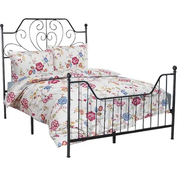 Postel Kovová postel s roštem, černá, 140x200, RAJANA