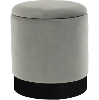 Obývací pokoj Taburet s úložným prostorem, šedá Velvet látka/černá, DARON