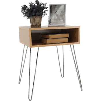 Noční stolek Příruční/noční stolek, dub/chrom, LAMEJ