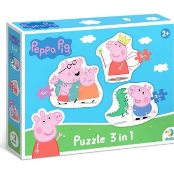Puzzle DODO Puzzle Prasátko Peppa: Rodina 3 v 1 (2, 3, 4 dílků)