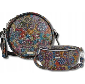 Dámská kožená ledvinka a dámská kabelka s květinovým vzorem dárková sada Paolo Per