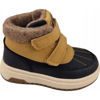 Dívčí zimní obuv Dětské sněhule na suchý zip zateplené MISSE 23-9512 camel/černá vel. 25