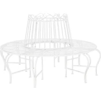 Zahradní lavice Lavička kolem stromu, bílá s patinou, kov, RAFIN