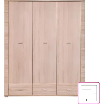 Šatní skříň Skříň bez zrcadla typ 1, dub sonoma, GRAND