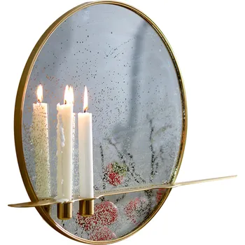 Zrcadlo Zrcadlo se stojanem na 2 svíčky, kovový rám, HAREO TYP 2