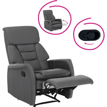 Obývací pokoj Relaxační křeslo, šedá ekokůže, KOMFY