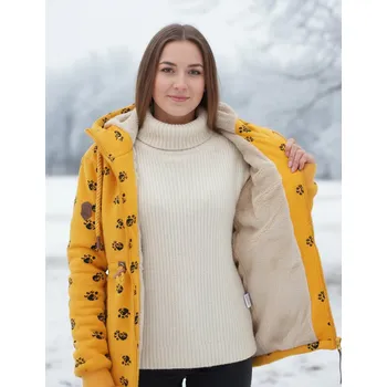 Dámská mikina Dámská bundomikina s kožíškem HD denim velké velikosti 4XL až 7XL okrová