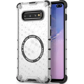 Pouzdro na mobilní telefon Techsuit HoneyComb Shield MagSafe pro Samsung Galaxy S10 Plus bílý