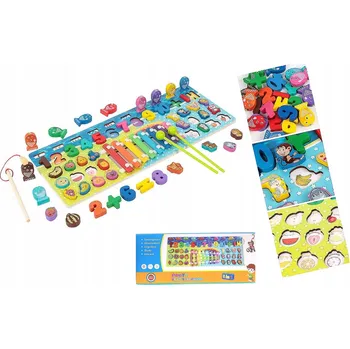 Dřevěná hračka Dřevěná třídička - rybičky, cimbálky, zvířata, čísla