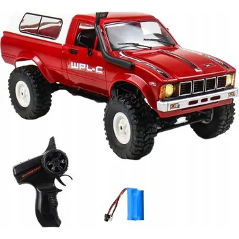 RC model auta AUTO NA DÁLKOVÉ OVLÁDÁNÍ RC CRAWLER WPL C24 ČERVENÉ TERÉNNÍ S LED SVĚTLY