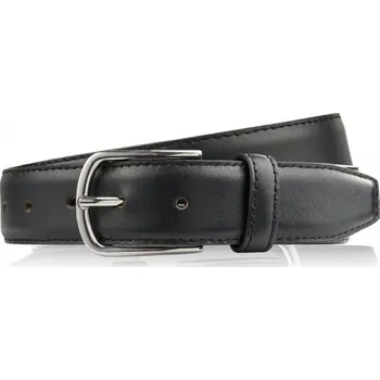 Opasek Pásek pánský kožený černý s klasickou stříbrnou sponou 105 cm Paolo Peruzzi