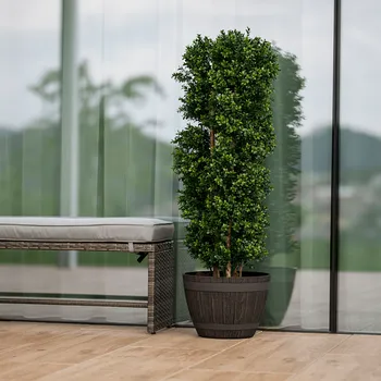 Květináč Plastový květináč, šedohnědý, vzor dřevo, MODAN TYP 1