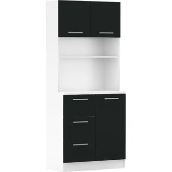 Kuchyňská linka Třídveřový kredenc, bílá/černá, LASET NEW