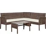 Zahradní 2-dílný ratanový set, hnědá/béžová, FARIEL