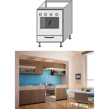 Kuchyňská skříňka Spodní sporáková skříňka, rigolletto dark / rigolletto light / wenge, JURA NEW I ZK-60 K1