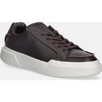 Pánská obuv Kožené tenisky Calvin Klein CHUNKY CUPSOLE LACE UP LTH PINCH YM0YM01454 hnědá 89X, EUR 43