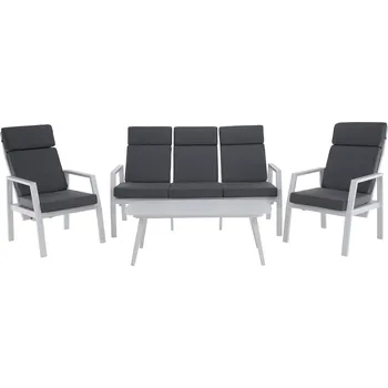 Obývací pokoj Zahradní polohovací set, šedá/bílá, hliník, EDOIN