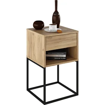 Noční stolek Noční/příruční stolek, dub artisan/černá, ARTI TYP 1