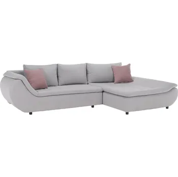 Sedací souprava Sedací souprava, světle šedá/půdrovorůžová, látka, pravá, BRATO