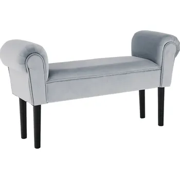 Lavice, Velvet látka, světle šedá / černá, BURDA