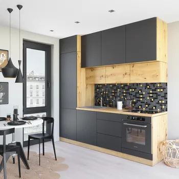 Kuchyňská linka Kuchyňská linka, 2,4 m, šedá/dub artisan, VINETU