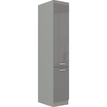 Koupelnový nábytek Vysoká dvoudveřová skříňka, šedá vysoký lesk / šedá, PRADO 40 DK-210