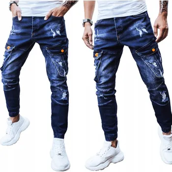 Pánské kalhoty PÁNSKÉ JEANS KALHOTY KAPSÁČE MODRÉ ux3262 - 30
