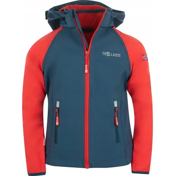 Chlapecká bunda TrollKids Dětská bunda s odepínacími rukávy Rondane Zip Off Jacket XT, červeno-modrá 819-410