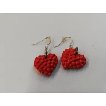 Náušnice Fimo náušnice - srdíčka 1,5 cm - červené