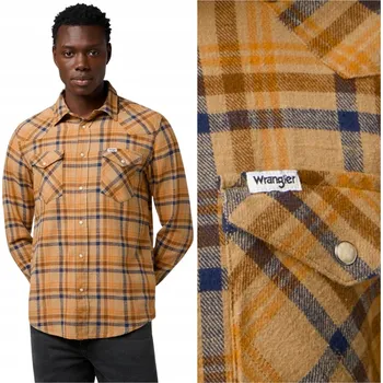 Pánská košile Pánská košile Wrangler kostkovaná vícebarevná bavlněná s dlouhým rukávem L