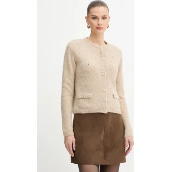 Dámský svetr Kardigan s příměsí vlny Marella béžová barva, 2523346132200 08X, vel. L