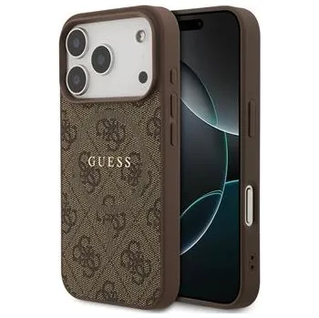 Pouzdro na mobilní telefon Guess PU Leather 4G Colored Ring MagSafe Zadní Kryt pro iPhone 17 Pro Brown