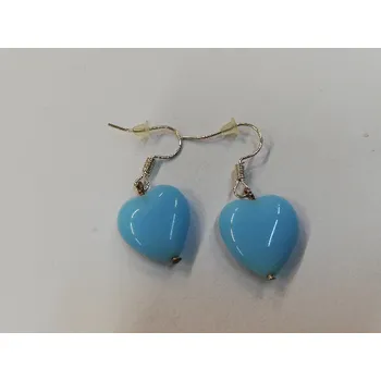 Náušnice Náušnice skleněné - srdce světle modrá