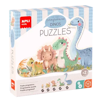 Hračka Puzzle Moji první dinosauři – 5 skládaček pro děti od 2 let | 15 dílků, progresivní puzzle, rozvoj motoriky, APLI