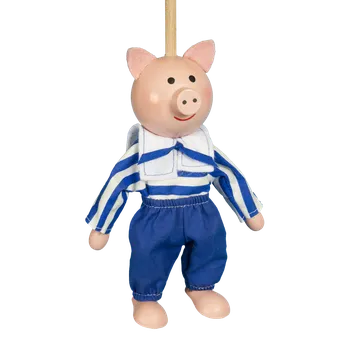 loutka Loutka bez nití - Prasátko modrá mašle 16 cm