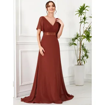 Dámské šaty Ever Pretty společenské šaty dlouhé 9890 Barva: Oranžová, Velikost: 5XL / 50 / 18 / 22