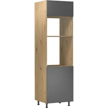 Kuchyňská linka Vysoká skříňka na troubu a mikrovlnou troubu , dub artisan / šedý mat, LANGEN D60PM