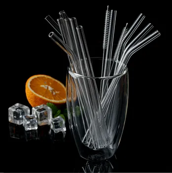 Sklenice Skleněné slámky, set 12 ks + 2 ks kartáček, čirá, HOTCOLD TYP 2