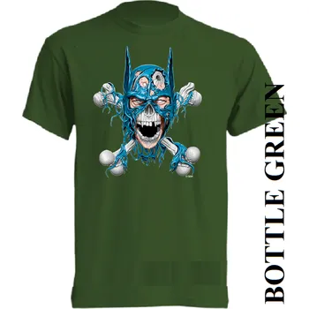 Pánské tričko levne-bavlnene-tricko-potisk-batman-lebka Barva: Bottle green - lahvově zelená, velikost: S