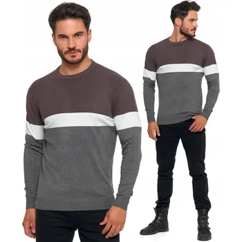 Pánský svetr Pánský svetr Elegantní s proužky Kulatý Výstřih Klasický Viskóza MORAJ - S