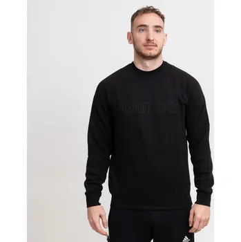 Pánská mikina Mikina Guess černá bez kapuce, kulatý výstřih premium, velikost XL