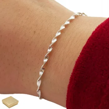 Náramek KRÁSNÝ STŘÍBRNÝ DÁMSKÝ NÁRAMEK SINGAPUR 17 cm 1,7 mm PRO NI + DÁREK