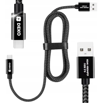Datový kabel Kabel DEKO USB - USB typ C 0,3 m černý