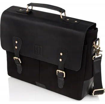 Kabelka Paolo Peruzzi taška na dokumenty z pravé kůže, bez vzoru