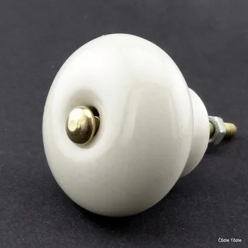 Nábytkové kování Nábytková knopka krémová 4 cm se šroubem - úchytka